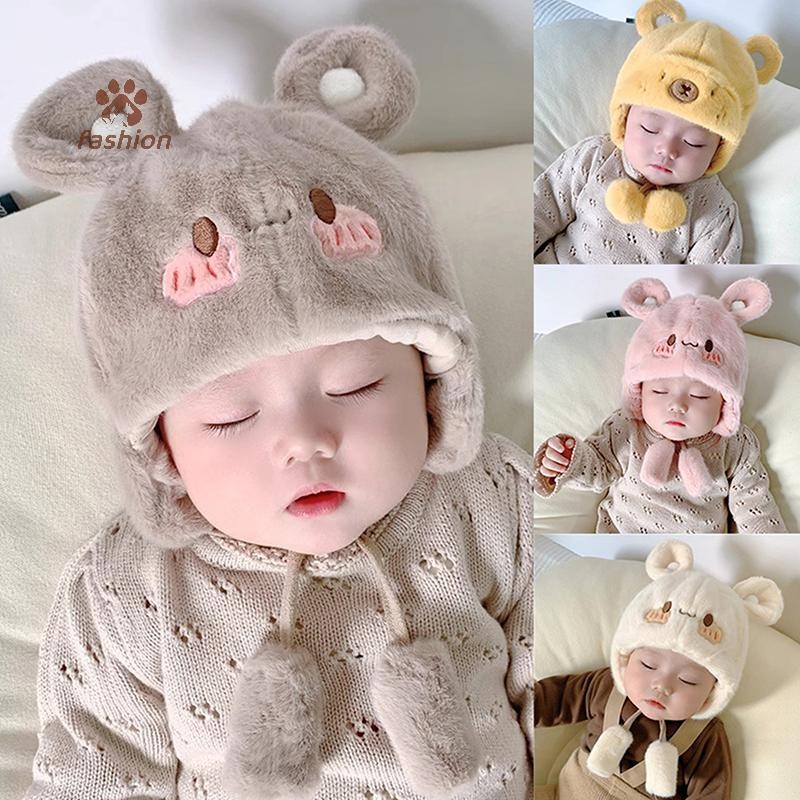 [แฟชั่น] Capybara ฤดูหนาว Warm เด็กผู้หญิงเด็กทารกหมวกขนแกะ Hemming หมวกขนสัตว์ป้องกันหูหมวกนุ่มทารกแรกเกิด Bonnet {TH}
