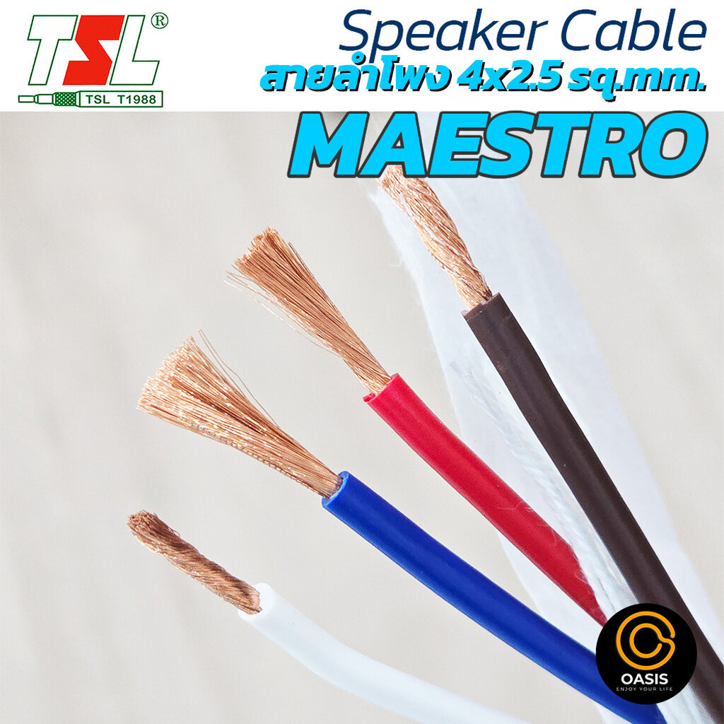 [ราคา/1 เมตร] สายลำโพง 4x2.5 sq.mm. TSL MAESTRO Speaker Cable สายลำโพง 4 คอร์ x 2.5 ตารางมิลลิเมตร (OFC)