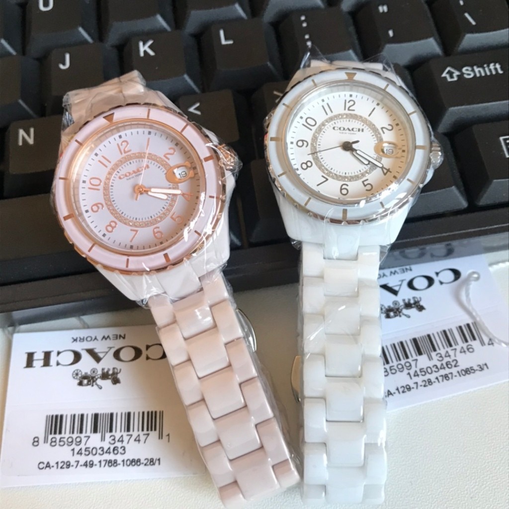 Coach woman's ceramic quartz watch casual business chrono analog 14503462 14503463 14503461 33mm