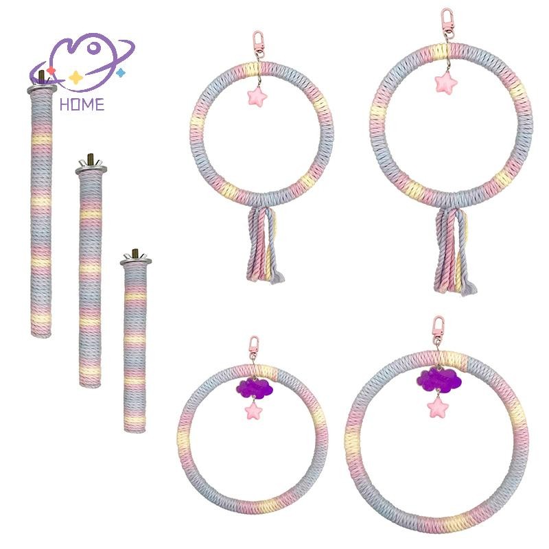 [เมย์โฮม] ผ้าฝ้ายสีเสานกแก้วยืดหยุ่นแขวนคลิปแกว่งที่มีสีสันคอนหมุนสบายนกเชือกฝ้ายแกว่งอุปกรณ์สัตว์เลี้ยง {ไทย} - รูปที่ 3