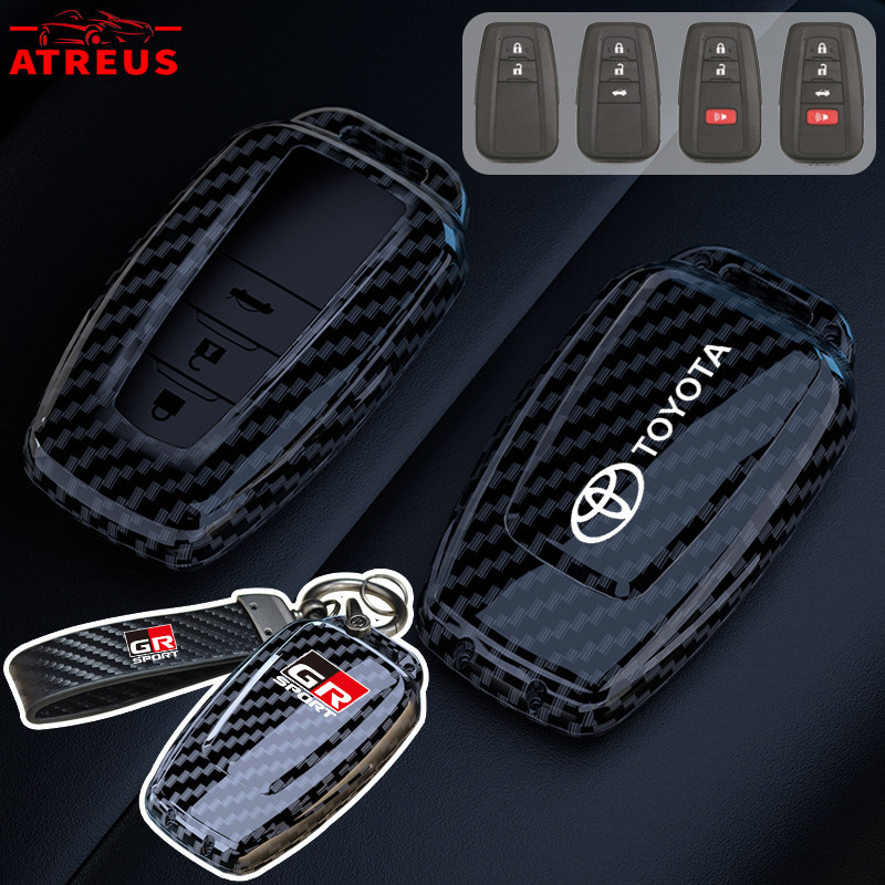 เคสกุญแจรถยนต์คาร์บอนไฟเบอร์ Toyota GR สําหรับ Toyota Prius Fortuner Corolla Cross CHR Camry Wish Vios Veloz Estima Sienta Yaris Ativ Altis Hilux Revo bZ4X Hiace