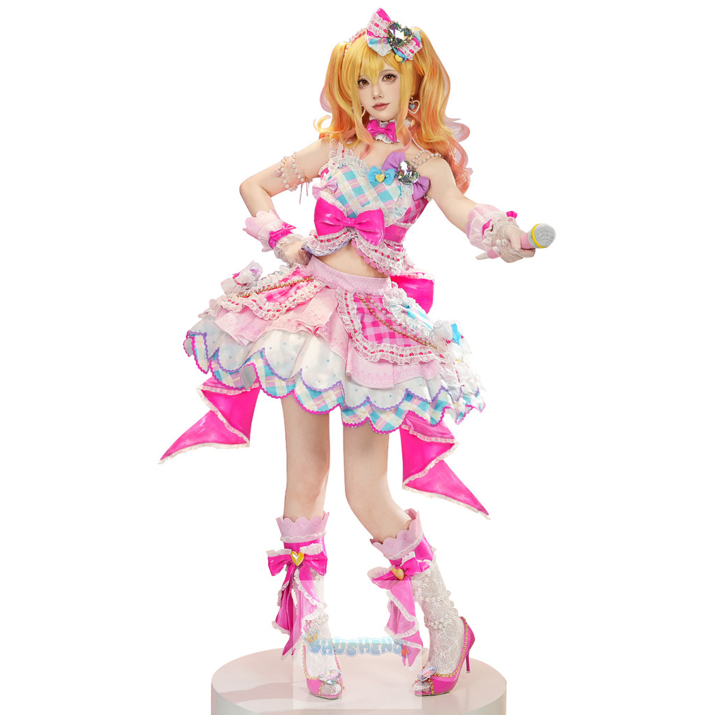 1/3delusion Nijino Yume คอสเพลย์เครื่องแต่งกายอะนิเมะ Aikatsu Stars! ผู้หญิงน่ารักสีชมพูชุดคริสต์มาส