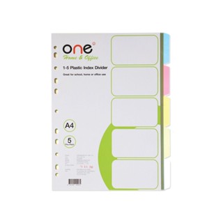 ONE อินเด็กซ์พลาสติก 5หยัก 5สี คละสีใส (10แผ่น/ชุด) ONE