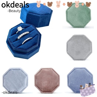 Okdeals กล่องกํามะหยี่ ทรงแปดเหลี่ยม คุณภาพสูง สําหรับใส่เครื่องประดับ