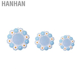 Hanhan Heat Insulation Cup Mat   Proofing Silica Gel Blue Daisy Pad for Kitchen