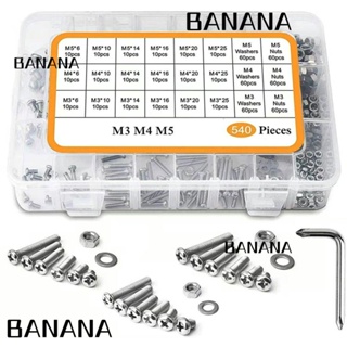 Banana1 540 ชิ้น|สกรูหัวกระทะ ฟิลลิปส์ สเตนเลส 304 6-25 มม. พร้อมกล่องเก็บ M3 M4 M5 สําหรับเครื่องใช้ในครัวเรือน