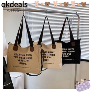 Okdeals กระเป๋าสะพายไหล่ กระเป๋าถือ พิมพ์ลายตัวอักษร สําหรับผู้หญิง