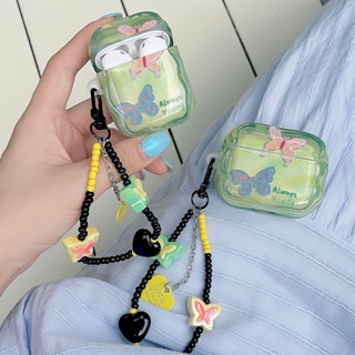 เคสหูฟังบลูทูธไร้สาย กันกระแทก ลายผีเสื้อ สีชมพู สีฟ้า สําหรับ AirPods Pro2 1 2 3 Pro