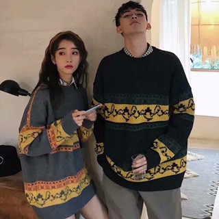 🧡เสื้อไหมพรม🌈เสื้อสเวตเตอร์ทรงหลวมสไตล์ขี้เกียจ ins