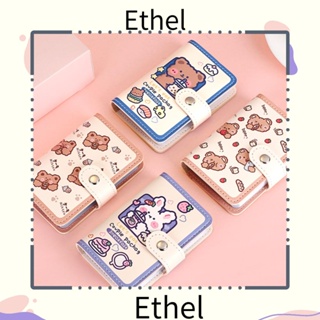 Ethel1 กระเป๋าใส่บัตรเครดิต หนังสือเดินทาง หนัง PU พิมพ์ลายการ์ตูน แบบพกพา สําหรับผู้หญิง