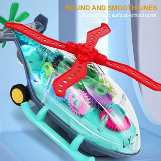  Electric universal sound and light transparent gear propeller helicopter toy gift for boys and girls