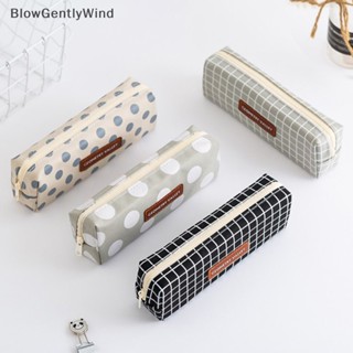 Blowgentlywind กระเป๋าดินสอ ผ้าแคนวาส ความจุสูง ลายตัวอักษรน่ารัก สไตล์เกาหลี เหมาะกับของขวัญ เครื่องเขียน สําหรับเด็กผู้หญิง โรงเรียน