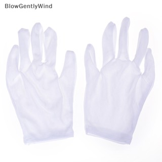 Blowgentlywind ถุงมือผ้าฝ้าย สีขาว สไตล์ฮิปฮอป สําหรับปาร์ตี้ฮาโลวีน 1 คู่ BGW