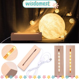 Wisdomest ฐานไฟ LED ฐานไม้ USB สายเคเบิล สวิตช์ โคมไฟ สี่เหลี่ยมผืนผ้า แท่นวางไฟ