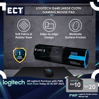 Logitech G640 แผ่นรองเมาส์เกมมิ่ง ขนาดใหญ่ - 400 มม. x 460 มม. x 3 มม. (943-000061)