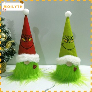 Moilyth ตุ๊กตาโนมไร้หน้า ไร้หน้า ผ้ากํามะหยี่ขนนิ่ม สีเขียว สําหรับแขวนตกแต่งปาร์ตี้คริสต์มาส