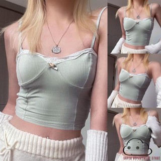 Super- เสื้อสายเดี่ยว ผ้าลูกไม้ ลายดอกไม้ 3D เปิดหลัง สําหรับผู้หญิง