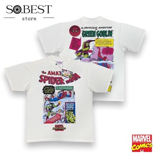 SO.BEST เสื้อยืด Marvel Spiderman Rare Special Cotton ผ้าสีขาวเฟด สกรีนหน้า-หลัง ลิขสิทธิ์แท้ มาร์เวล