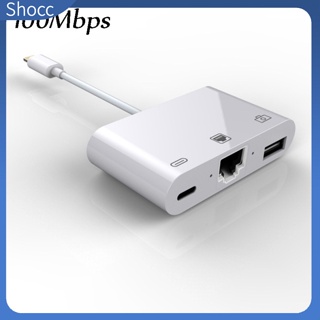 Shocc 3-in-1 อะแดปเตอร์แปลงการ์ดเครือข่าย 100 เมตร เป็น Rj45 สําหรับ Iphone