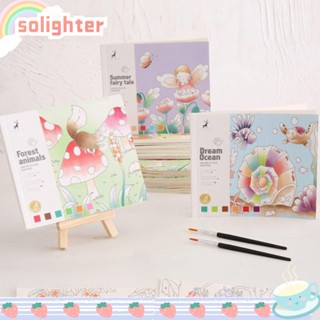 SOLIGHTER สมุดระบายสีน้ํา 20 แผ่น สําหรับเด็กผู้หญิง และเด็กผู้ชาย