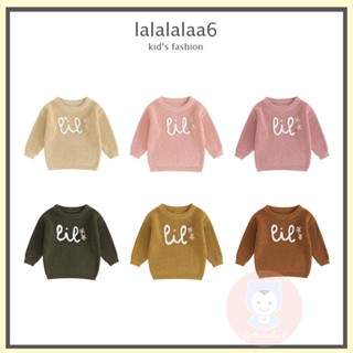 Laa6 เสื้อกันหนาว แขนยาว คอกลม ปักลายดอกไม้ สําหรับเด็ก