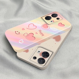 เคสโทรศัพท์มือถือแบบแข็ง ทรงสี่เหลี่ยม ลายหน้ายิ้ม สําหรับ Oppo Reno 8 Pro 7 6 5 Find X5 X3 F9 A78 A5 A31 A8 A15 A35 Realme 2 Pro