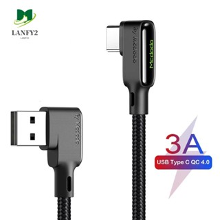 Alanfy สายชาร์จ USB Type C 3A 90 องศา ยืดหดได้ ชาร์จเร็ว 4.0 3A USB Type C สําหรับรถยนต์