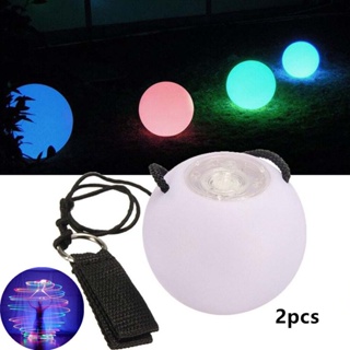 2pcs Multicolor Glow POI LED Thrown Balls Light For Belly Dance Hand Prop Gifts