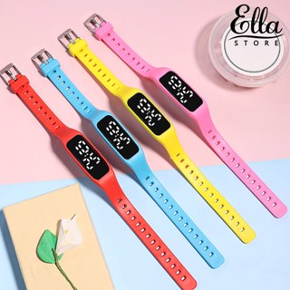 Ellastore123 นาฬิกาข้อมือแฟชั่น หน้าจอ LED สีสันสดใส สําหรับเด็ก