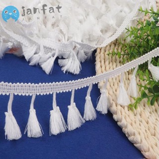 Janfat ขอบลูกไม้ ผ้าฝ้าย แต่งพู่ สีขาว สําหรับตกแต่งขอบเย็บผ้า DIY