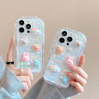 เคสโทรศัพท์มือถือ ซิลิโคนใส ลายกระต่าย หมี 3D สําหรับ POCO F5 Pro F3 F4 GT X5 X4 Pro X3 NFC M3 Xiaomi 13 Lite 12T Pro 12 11 Lite