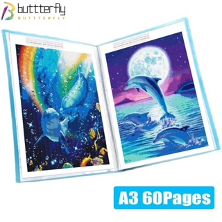 Buttterfly สมุดอัลบั้มรูปภาพ โฟลเดอร์ A3 8K ทนทาน 60 หน้า สําหรับใส่เครื่องเขียน