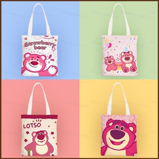 Ns2 Lotso กระเป๋าสะพายไหล่ ผ้าแคนวาส ขนาดเล็ก จุของได้เยอะ ลายการ์ตูนหมี สตรอเบอร์รี่น่ารัก เรียบง่าย สําหรับผู้หญิง นักเรียน SN2