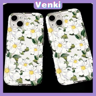 VENKI - เข้ากันได้สำหรับ เคสไอโฟน เคสไอโฟน11 เคส iphone 11 TPU ถุงลมนิรภัยเคสโทรศัพท์กันกระแทกป้องกันกล้องดอกไม้สีขาวเรียบง่ายเข้ากันได้กับ iPhone 15 14 13 PRO MAX iPhone 12 PRO MAX XR XS 7 8 PLUS