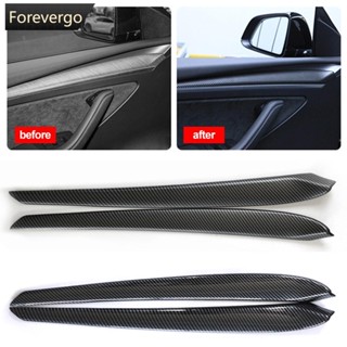 Forevergo ขอบประตูรถยนต์ คาร์บอนไฟเบอร์ ABS อุปกรณ์เสริม สําหรับ Tesla Model 3 2023 Model Y 2022 E9I7 2 ชิ้น