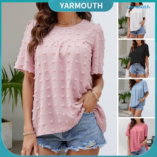 Yyr--เสื้อเชิ้ตผู้หญิง คอกลม ผ้านุ่ม สีพื้น เย็บดี หลวมพอดี โพลีเอสเตอร์ แต่งตัว เสื้อเชิ้ตผู้หญิง เสื้อด้านบน พร้อมลูกบอลเลือน สําหรับผู้หญิง