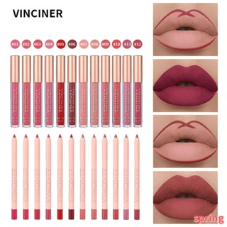 Vinciner ลิปสติก ลิปกลอส เนื้อแมตต์ กันน้ํา ติดทนนาน สีแดง ทนทาน 2 ชิ้น ต่อชุด