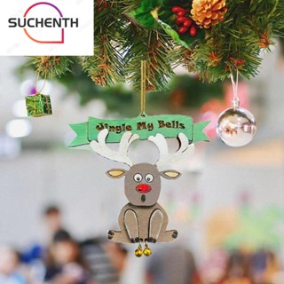 Suchenth จี้ไม้ รูปกวาง ซานตาคลอส กวาง สําหรับตกแต่งต้นคริสต์มาส