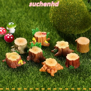 Suchenhd ตุ๊กตามอสเรซิ่น ขนาดเล็ก สีเหลือง สําหรับตกแต่งสวน 6 ชิ้น