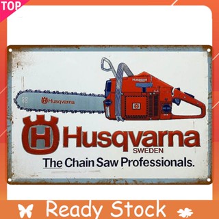 แผ่นป้ายโลหะดีบุก Husqvarna สไตล์เรโทร ขนาด 40x30 ซม. สําหรับบาร์ คลับ คาเฟ่ โปสเตอร์
