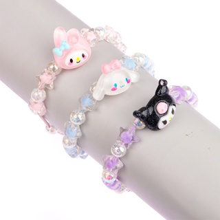 Cinnamoroll Kuromi My Melody Sanrio สร้อยข้อมือ สายหนัง ประดับคริสตัล ลายการ์ตูนน่ารัก ของเล่นคู่รัก สําหรับเด็กผู้หญิง วันเกิด