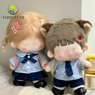 Tarsureth ชุดยูนิฟอร์มนักเรียนจิ๋ว เล่นบ้านตุ๊กตา 20 ซม. ชุดเปลี่ยนของขวัญ เกม ชุดคอสเพลย์ สีฟ้า ชุดกระโปรง ผ้าฝ้าย ตุ๊กตายัดไส้