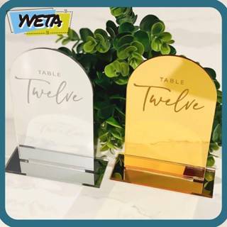 Yveta ชุดการ์ดอะคริลิค สีทอง สําหรับตกแต่งโต๊ะ ของขวัญวันเกิด 2 ชิ้น