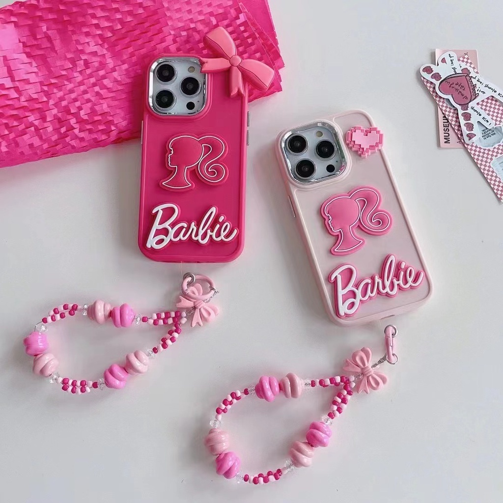15promax DIY Cute Girl Cartoon Barbie Pink For iphone 15 14 13 12 11 Pro Max phone case XsMax Xr X Xs brand phone case 7 8 Plus bow Protective cover