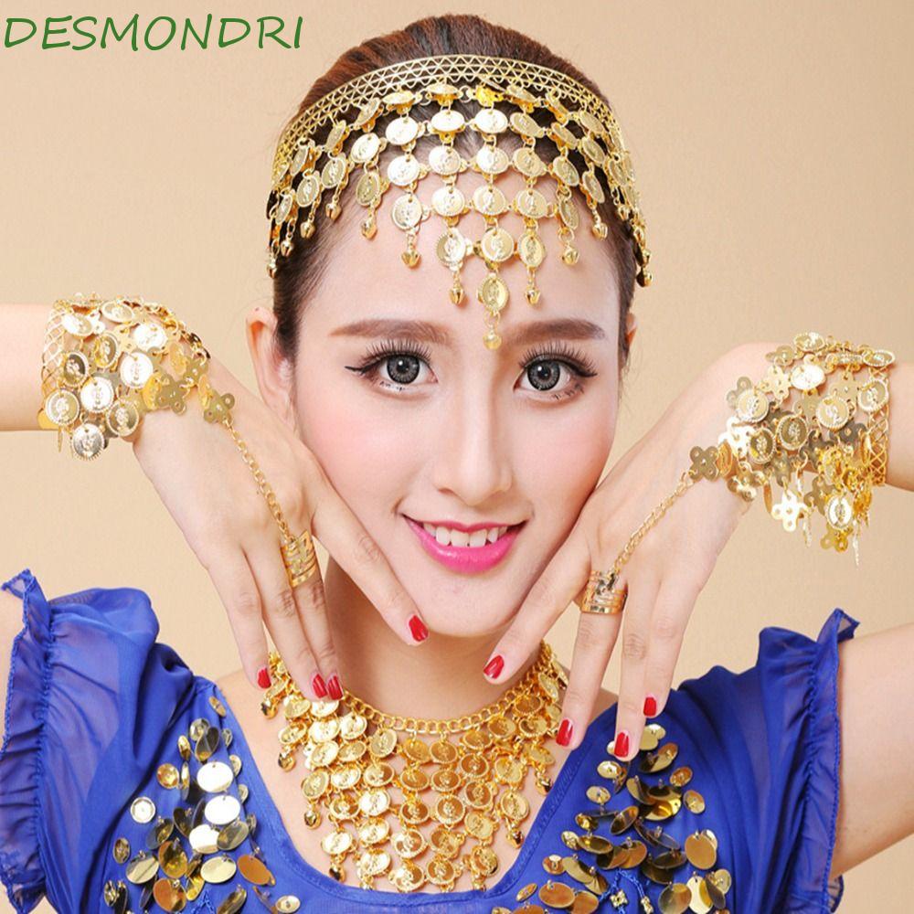Desmondri ที่คาดผม ประดับเพชร แวววาว เครื่องประดับแฟชั่น สร้อยคอ สร้อยข้อมือ หัวโซ่ โบฮีเมียน ลูกปัด เต้นรําหน้าท้อง เครื่องแต่งกาย