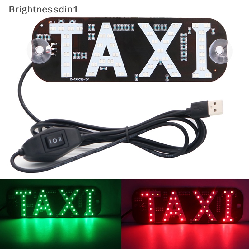 [Brightnessdin1] ป้ายแท็กซี่ LED เปลี่ยนสีได้ 2 สี พร้อมตะขอ USB สีแดง และสีเขียว สําหรับตกแต่งหน้าต่างรถยนต์