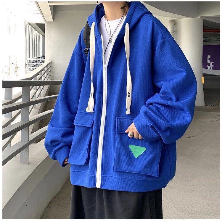 Hoodie W303 เสื้อฮู้ด ผ้าวาฟเฟิล มีซิปหน้า ทรงโอเวอร์ไซซ์ พร้อมส่ง
