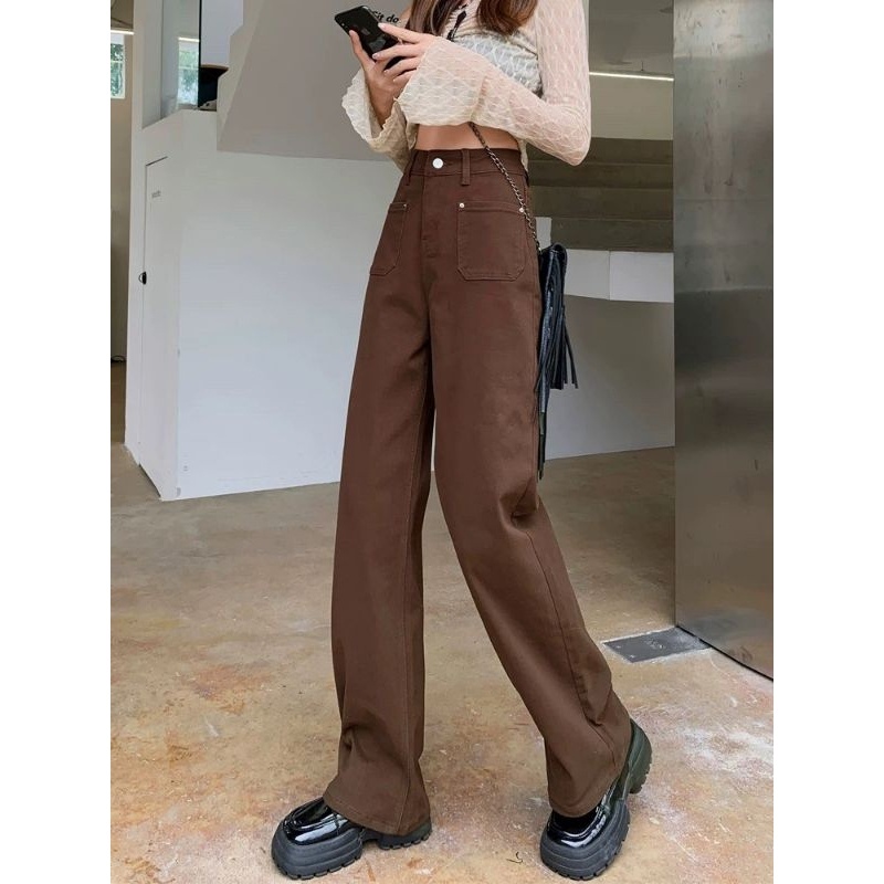 Elves✨พร้อมส่ง✨ กางเกงยีนส์เอวสูง ขายาว 6สี ทรงกระบอก ~946/946-1~ -NZ - รูปที่ 5