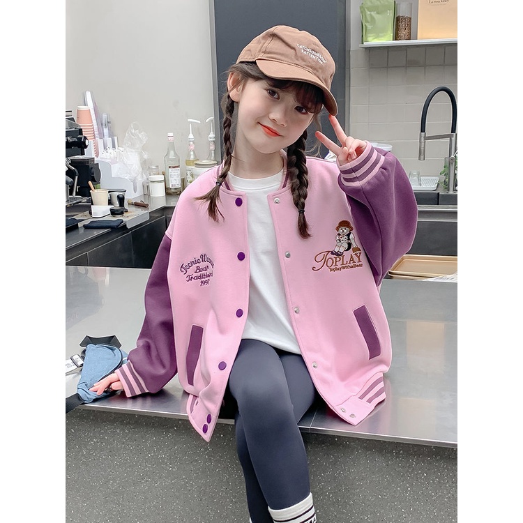 เสื้อแจ็กเก็ตเบสบอล ทรงหลวม สไตล์เกาหลี ตะวันตก สําหรับเด็กผู้หญิง