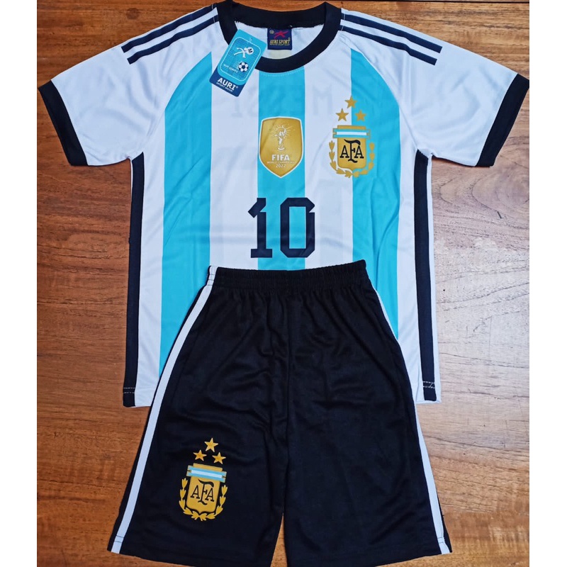 ชุดเสื้อฟุตบอลเด็ก ARGENTINA MESSI WORLD CUP